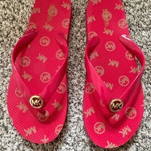 Michael Kors Raspberry Red Sandals with Gold Accents
